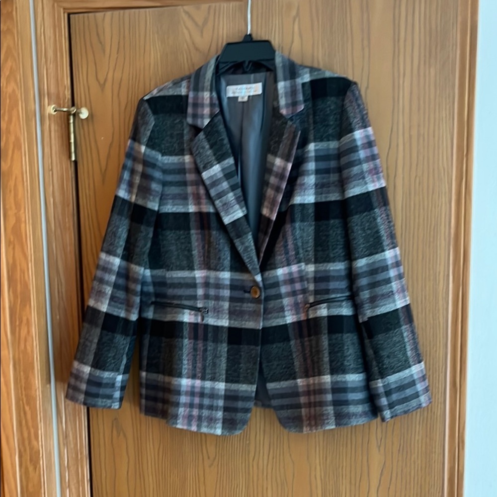 Tahari ASL Multicolor Plaid Blazer